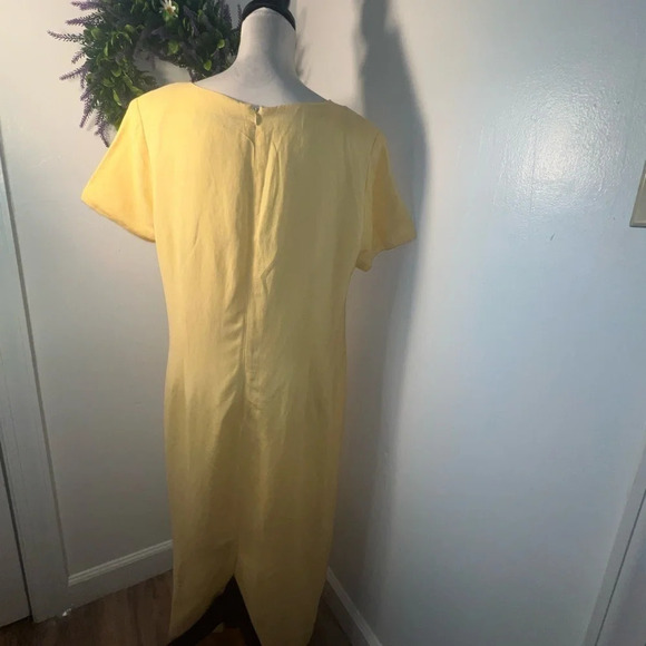 Adolfo Studio 16 short sleeve maxi linen dress, back zipper closure and split - Picture 4 of 7